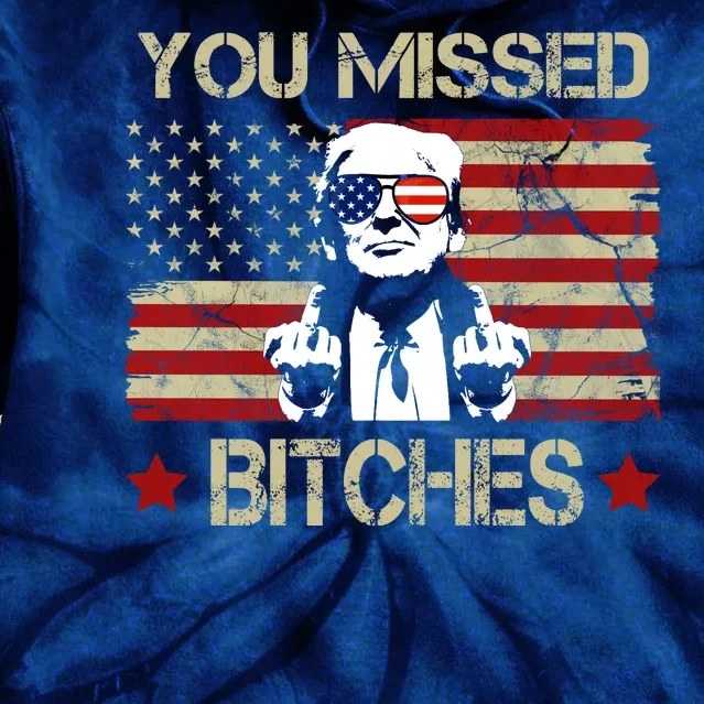 You Missed B!!Ches Donald Trump Middle Finger Usa Flag Tie Dye Hoodie