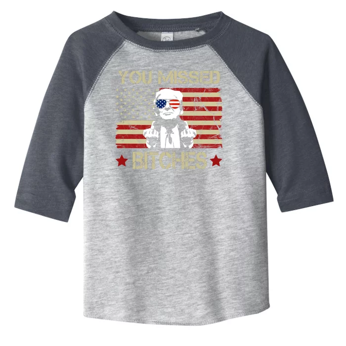 You Missed B!!Ches Donald Trump Middle Finger Usa Flag Toddler Fine Jersey T-Shirt