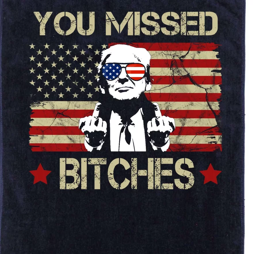 You Missed B!!Ches Donald Trump Middle Finger Usa Flag Platinum Collection Golf Towel