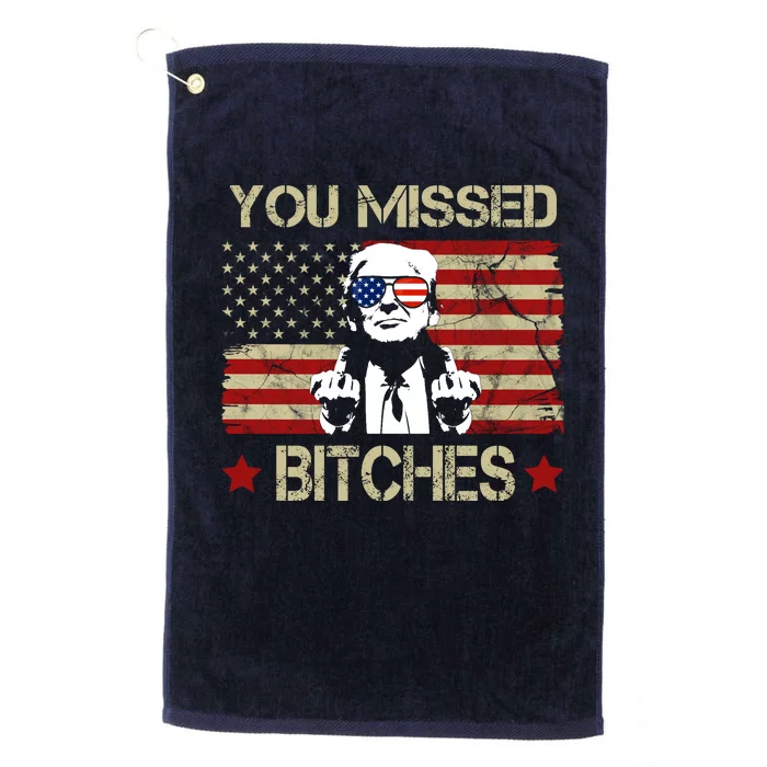 You Missed B!!Ches Donald Trump Middle Finger Usa Flag Platinum Collection Golf Towel