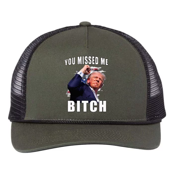 You Missed Bitch Trump Shot Shooting Trump Retro Rope Trucker Hat Cap