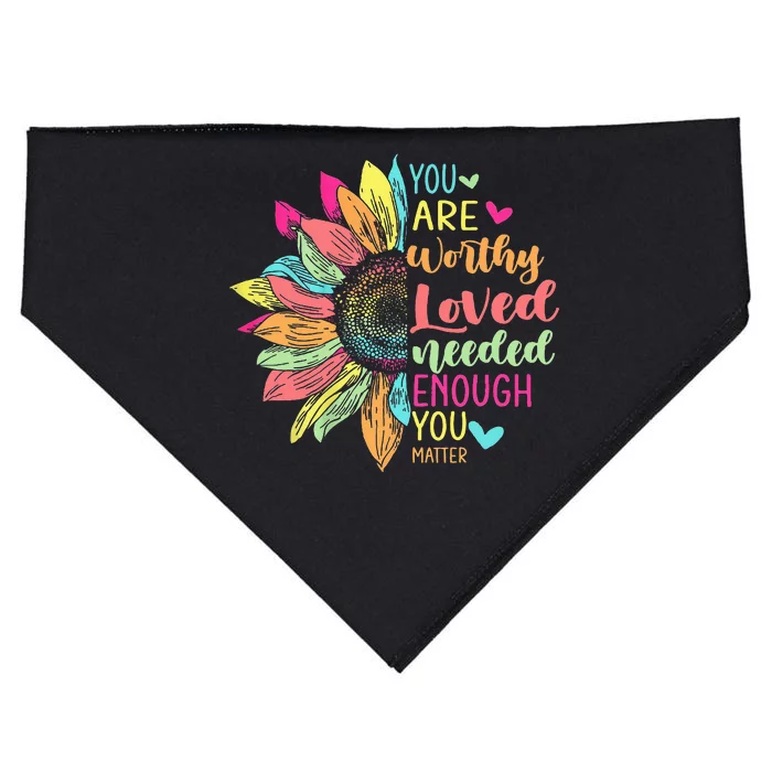 You Matter Be Kind Flower Self Care Tal Health Awareness USA-Made Doggie Bandana