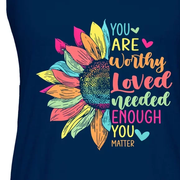 You Matter Be Kind Flower Self Care Mental Health Awareness Ladies Essential Flowy Tank