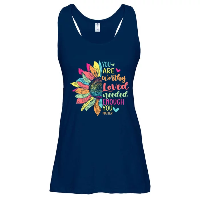 You Matter Be Kind Flower Self Care Mental Health Awareness Ladies Essential Flowy Tank