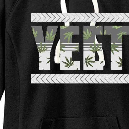 Yeet Meme Cannabis Leaf Pattern Women's Fleece Hoodie