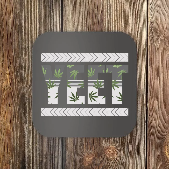 Yeet Meme Cannabis Leaf Pattern Coaster