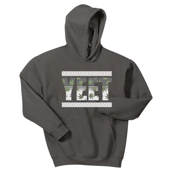 Yeet Meme Cannabis Leaf Pattern Kids Hoodie