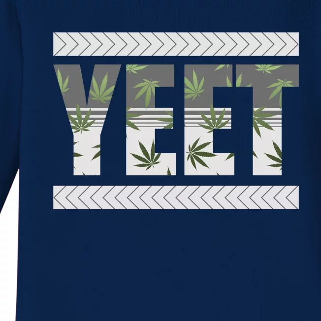 Yeet Meme Cannabis Leaf Pattern Baby Long Sleeve Bodysuit