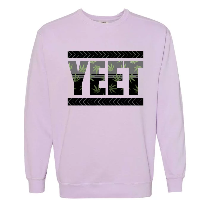 Yeet Meme Cannabis Leaf Pattern Garment-Dyed Sweatshirt