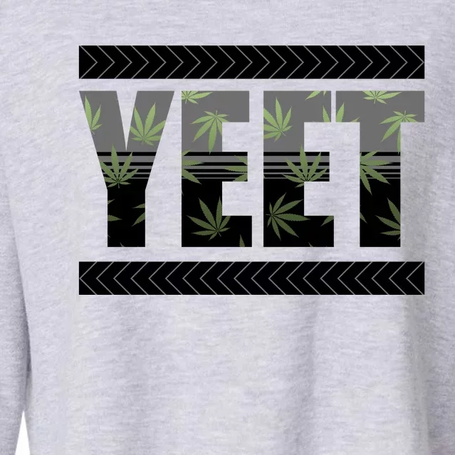 Yeet Meme Cannabis Leaf Pattern Cropped Pullover Crew