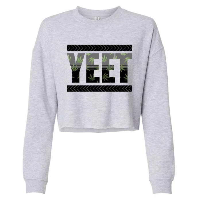 Yeet Meme Cannabis Leaf Pattern Cropped Pullover Crew