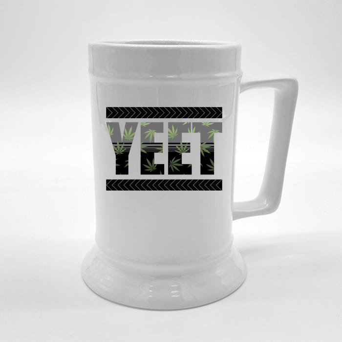 Yeet Meme Cannabis Leaf Pattern Front & Back Beer Stein