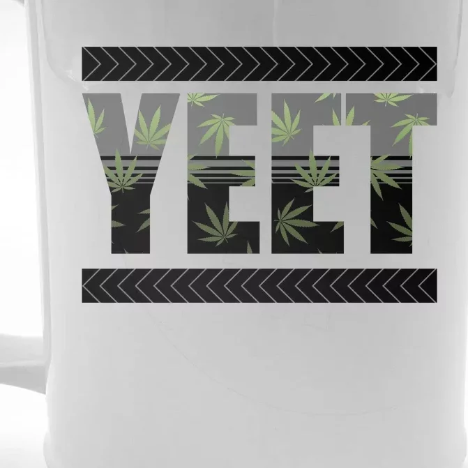 Yeet Meme Cannabis Leaf Pattern Front & Back Beer Stein