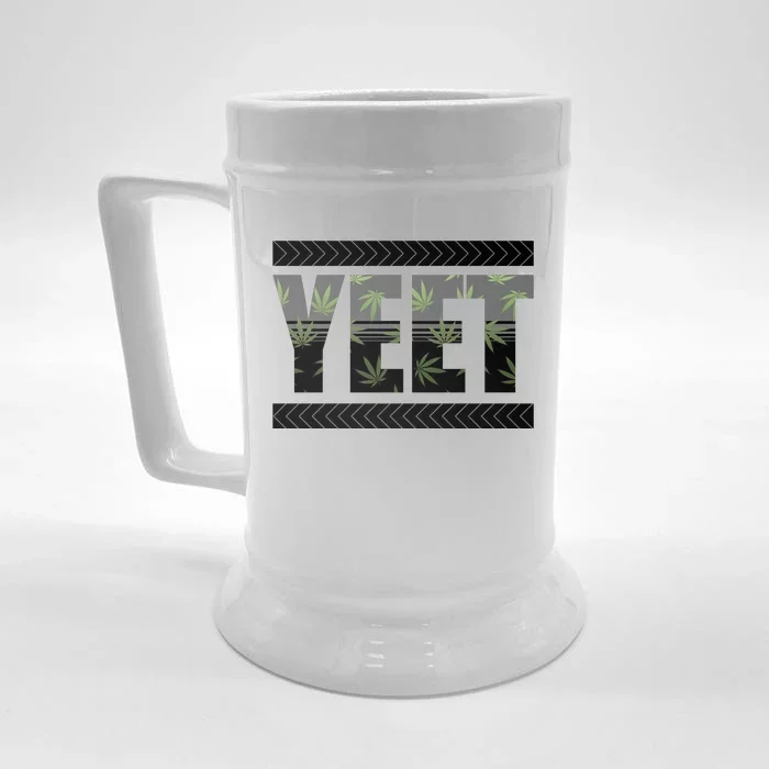 Yeet Meme Cannabis Leaf Pattern Front & Back Beer Stein