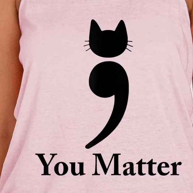 You Matter Cat Suicide Prevention Awareness Be Strong Women's Knotted Racerback Tank