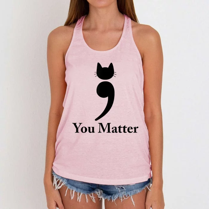 You Matter Cat Suicide Prevention Awareness Be Strong Women's Knotted Racerback Tank