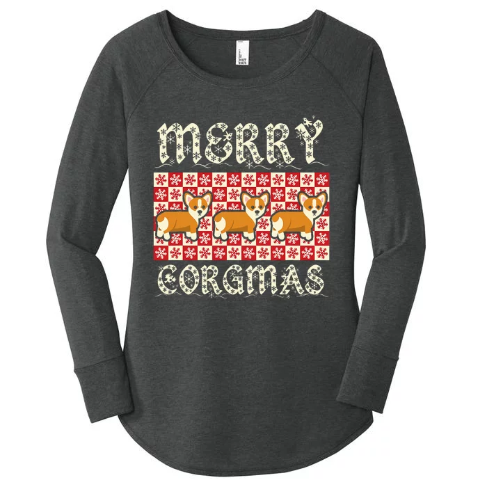 Yule Merry Corgmas Xmas Dog Breed Design Corgi Dogs Women's Perfect Tri Tunic Long Sleeve Shirt