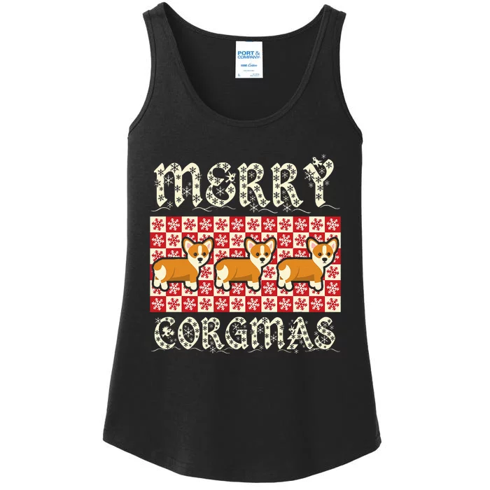 Yule Merry Corgmas Xmas Dog Breed Design Corgi Dogs Ladies Essential Tank