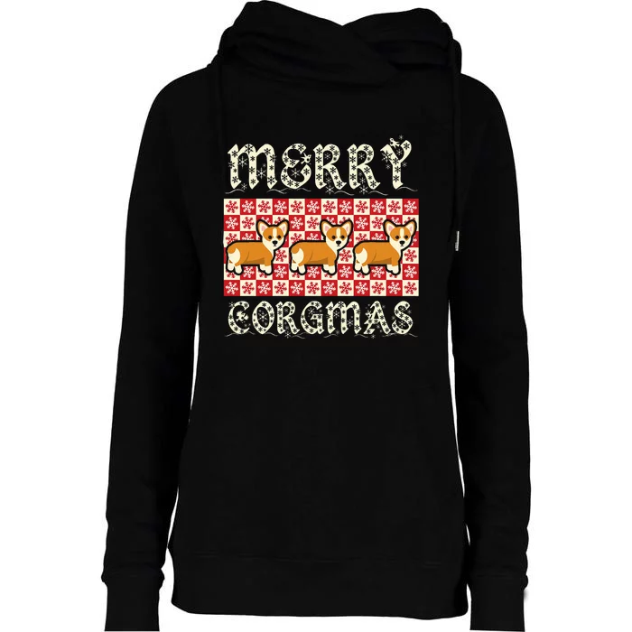 Yule Merry Corgmas Xmas Dog Breed Design Corgi Dogs Womens Funnel Neck Pullover Hood