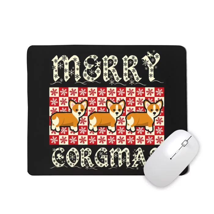 Yule Merry Corgmas Xmas Dog Breed Design Corgi Dogs Mousepad