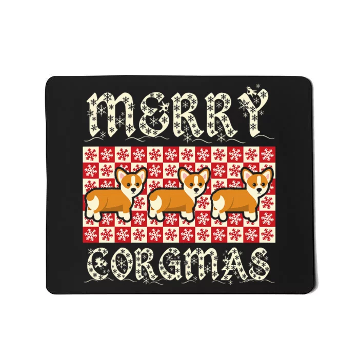 Yule Merry Corgmas Xmas Dog Breed Design Corgi Dogs Mousepad