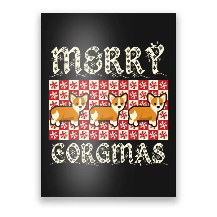 Yule Merry Corgmas Xmas Dog Breed Design Corgi Dogs Poster