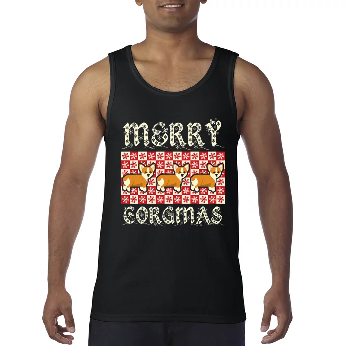 Yule Merry Corgmas Xmas Dog Breed Design Corgi Dogs Tank Top