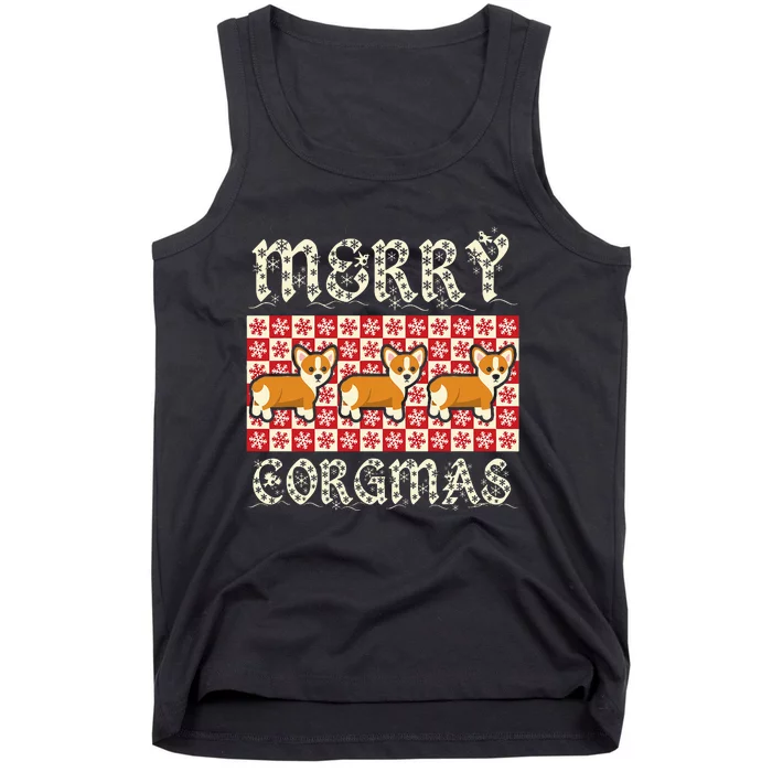 Yule Merry Corgmas Xmas Dog Breed Design Corgi Dogs Tank Top