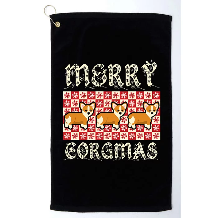 Yule Merry Corgmas Xmas Dog Breed Design Corgi Dogs Platinum Collection Golf Towel