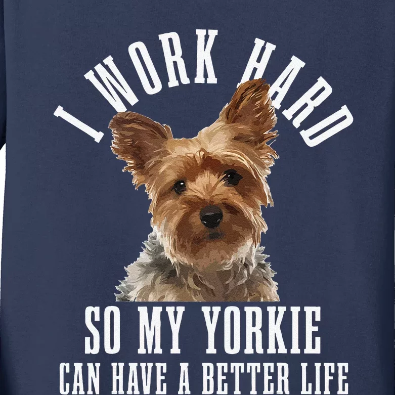 Yorkie Mom Dog Dad Funny Yorkshire Terrier Kids Long Sleeve Shirt