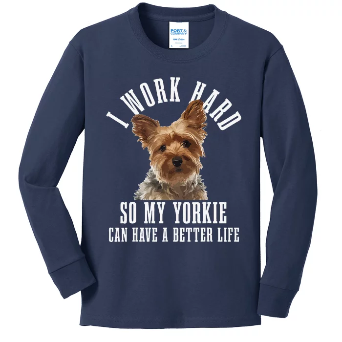 Yorkie Mom Dog Dad Funny Yorkshire Terrier Kids Long Sleeve Shirt