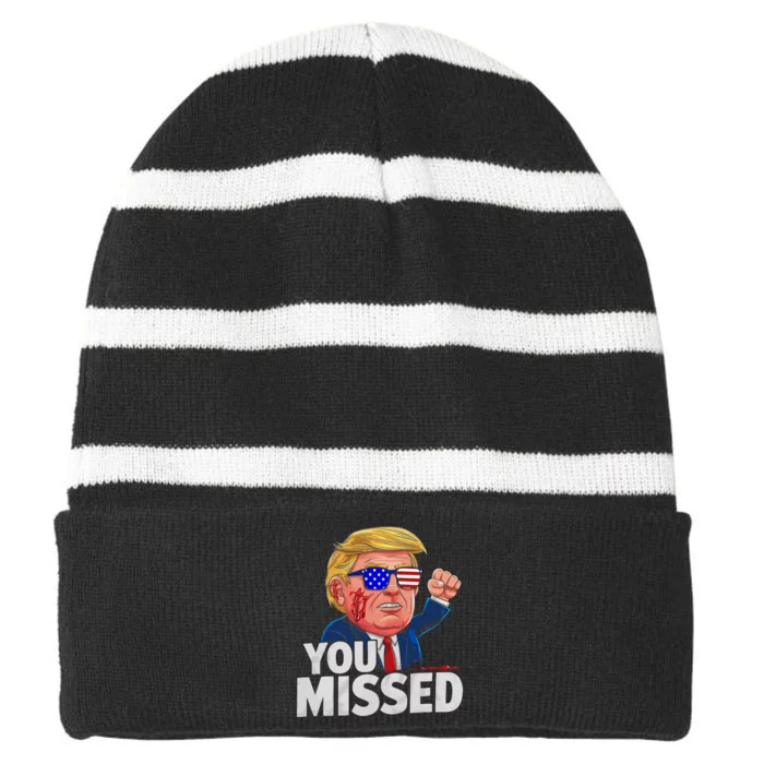 You Missed Donald Trump Striped Beanie with Solid Band