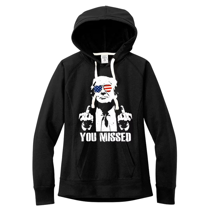 You Missed Donald Trump 2024 Finger Usa United States Presidential Election Women's Fleece Hoodie