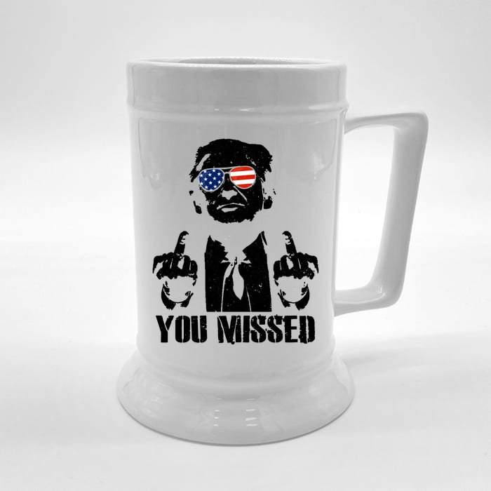 You Missed Donald Trump 2024 Finger Usa United States Presidential Election Front & Back Beer Stein