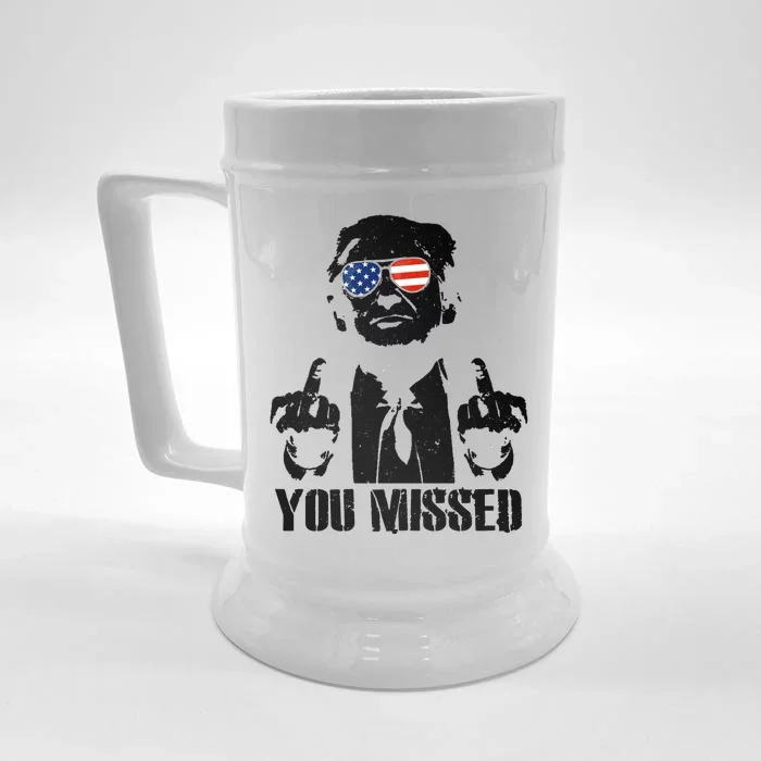 You Missed Donald Trump 2024 Finger Usa United States Presidential Election Front & Back Beer Stein