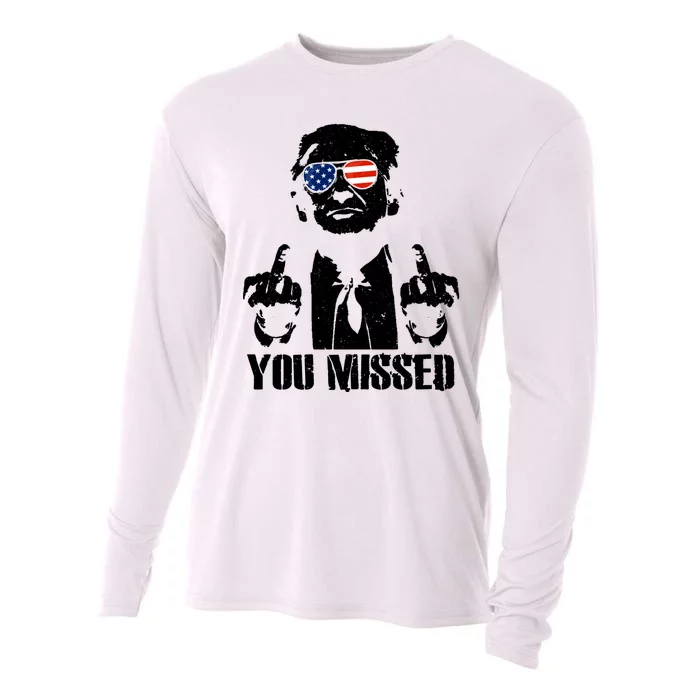 You Missed Donald Trump 2024 Finger Usa United States Presidential Election Cooling Performance Long Sleeve Crew