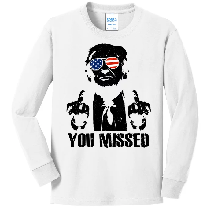 You Missed Donald Trump 2024 Finger Usa United States Presidential Election Kids Long Sleeve Shirt