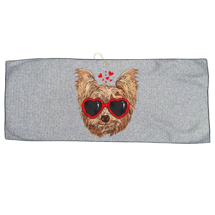 Yorkie Mom Dog Sunglasses Love Heart Yorkshire Terrier Dog Large Microfiber Waffle Golf Towel