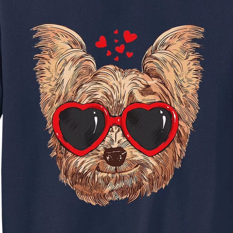 Yorkie Mom Dog Sunglasses Love Heart Yorkshire Terrier Dog Tall Sweatshirt