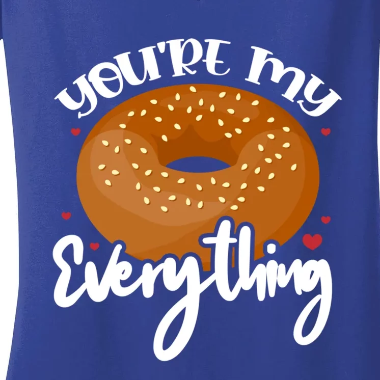 Youre My Everything Bagel Cute Donut Food Lover Baking Gift Women's V-Neck T-Shirt