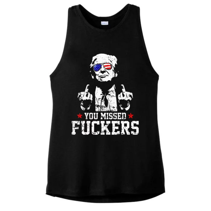 You Missed Fuckers Donald Trump 2024 Survived Election Rally Ladies Tri-Blend Wicking Tank