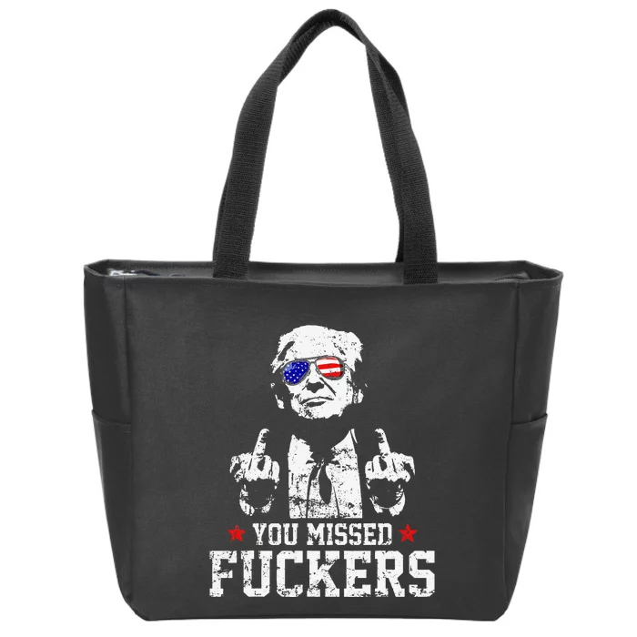 You Missed Fuckers Donald Trump 2024 Survived Election Rally Gift Zip Tote Bag