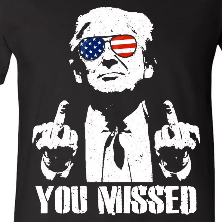 You Missed Finger Trump 2024 Take America Back Pennsylvania Rally V-Neck T-Shirt