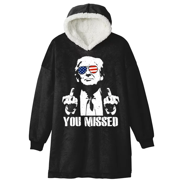 You Missed Finger Trump 2024 Take America Back Pennsylvania Rally Hooded Wearable Blanket