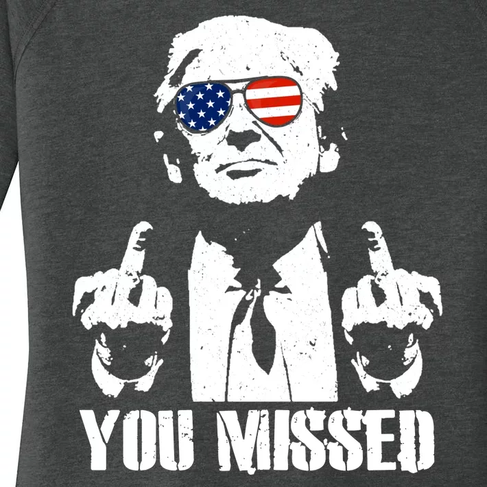 You Missed Finger Trump 2024 Take America Back Pennsylvania Rally Women's Perfect Tri Tunic Long Sleeve Shirt