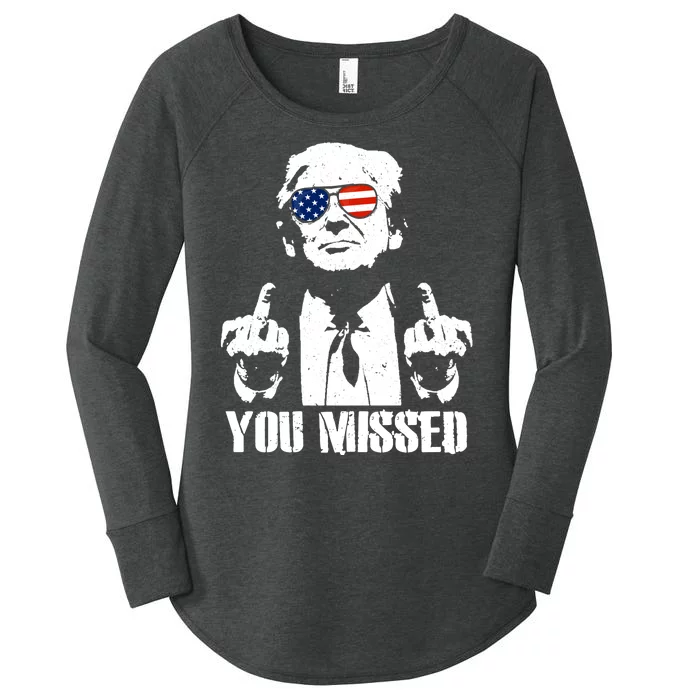 You Missed Finger Trump 2024 Take America Back Pennsylvania Rally Women's Perfect Tri Tunic Long Sleeve Shirt