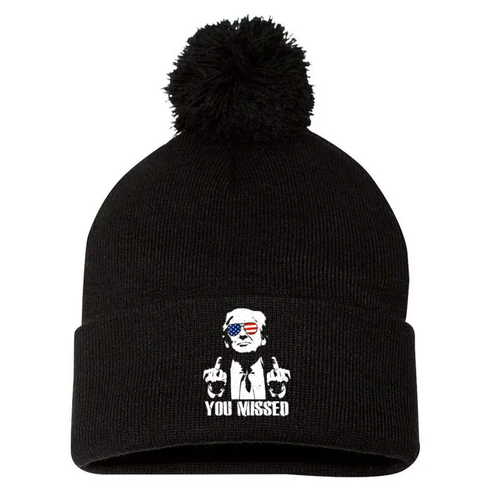 You Missed Finger Trump 2024 Take America Back Pennsylvania Rally Pom Pom 12in Knit Beanie