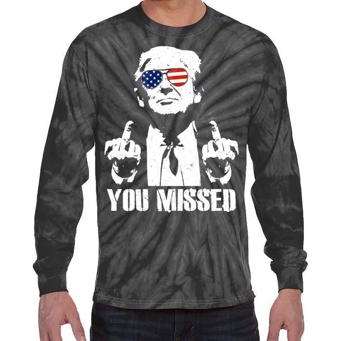 You Missed Finger Trump 2024 Take America Back Pennsylvania Rally Tie-Dye Long Sleeve Shirt