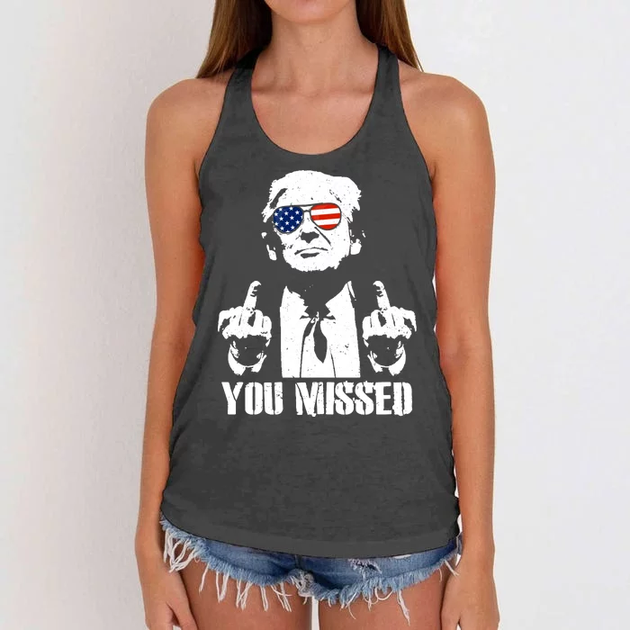 You Missed Finger Trump 2024 Take America Back Pennsylvania Rally Women's Knotted Racerback Tank