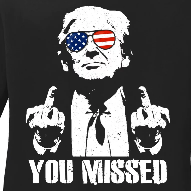 You Missed Finger Trump 2024 Take America Back Pennsylvania Rally Ladies Long Sleeve Shirt